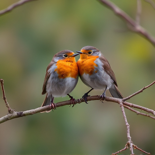 Pair of robins during breeding season