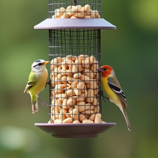Peanuts for birds in mesh feeder