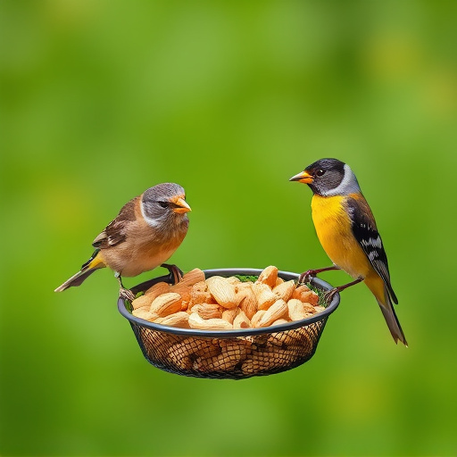 Peanuts for birds in mesh feeder