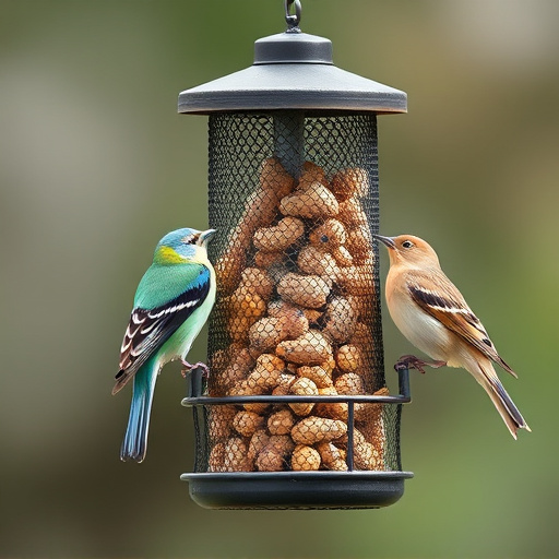 Peanuts for birds in mesh feeder