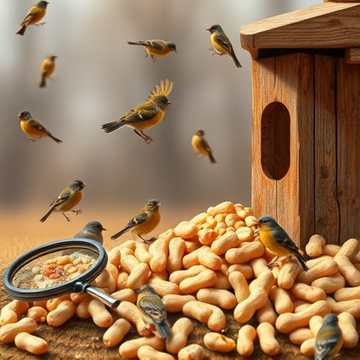 Peanuts scattered for visiting birds