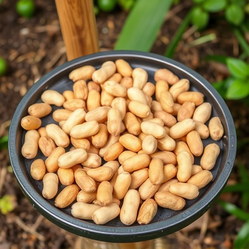Peanuts scattered on garden feeding tray