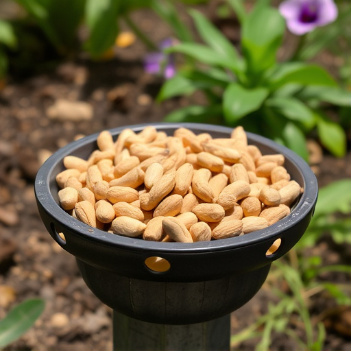 Peanuts scattered on garden feeding tray