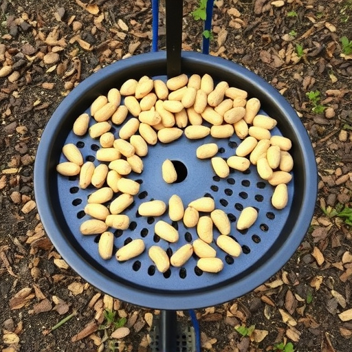Peanuts scattered on garden feeding tray