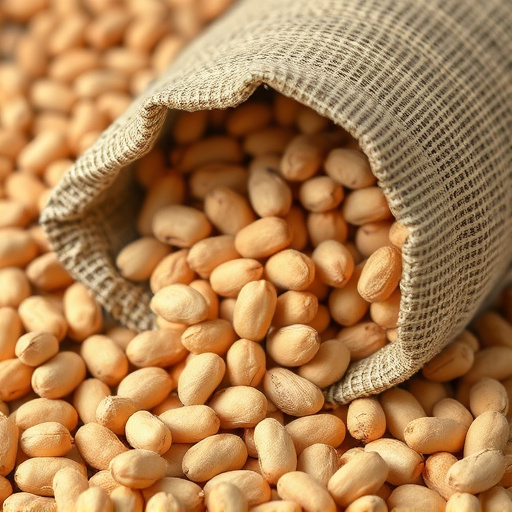 Peanuts spilling from open seed bag