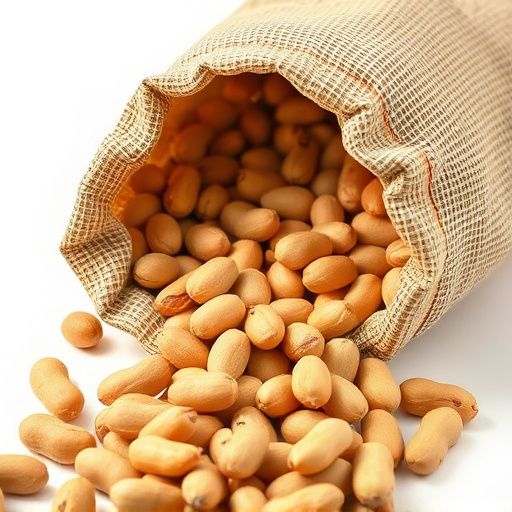 Peanuts spilling from open seed bag
