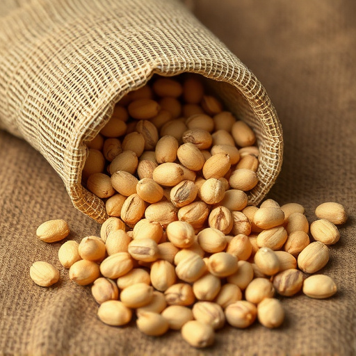 Peanuts spilling from open seed bag