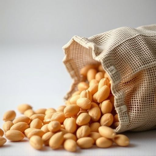Peanuts spilling from open seed bag