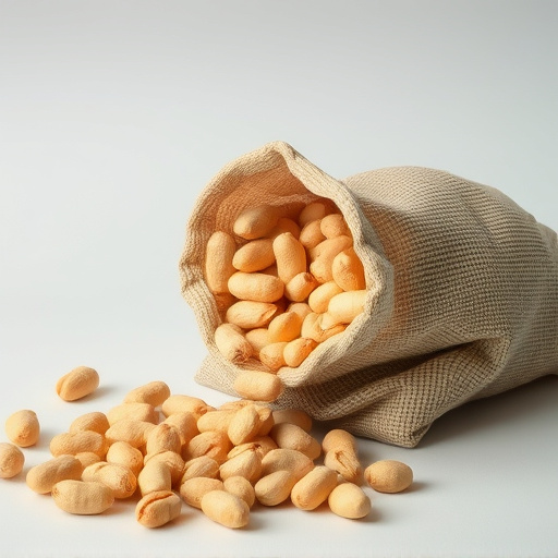 Peanuts spilling from open seed bag