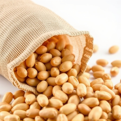 Peanuts spilling from open seed bag