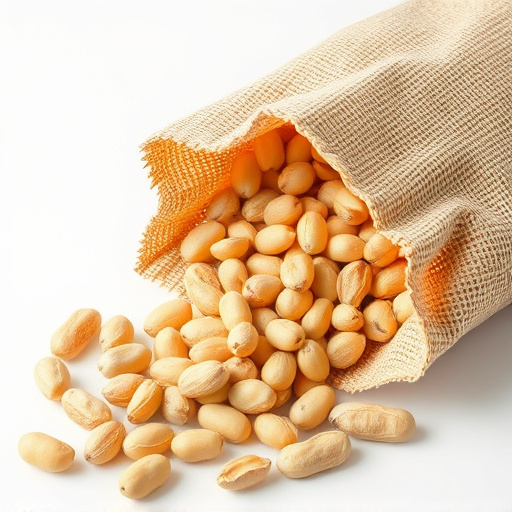 Peanuts spilling from open seed bag