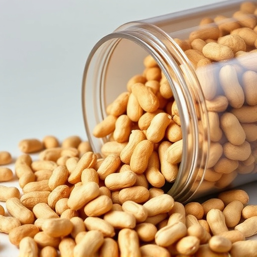Peanuts spilling from open storage container