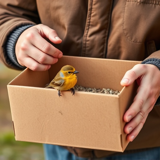 Person unpacking bird seed delivery box