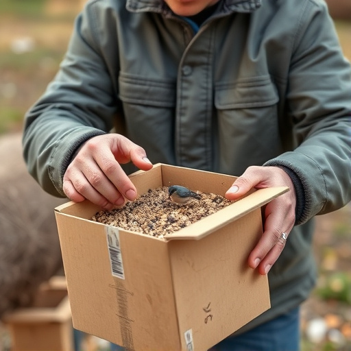 Person unpacking bird seed delivery box