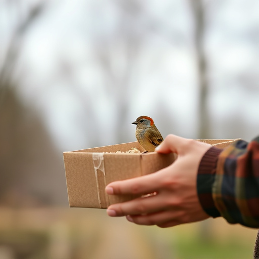 Person unpacking bird seed delivery box
