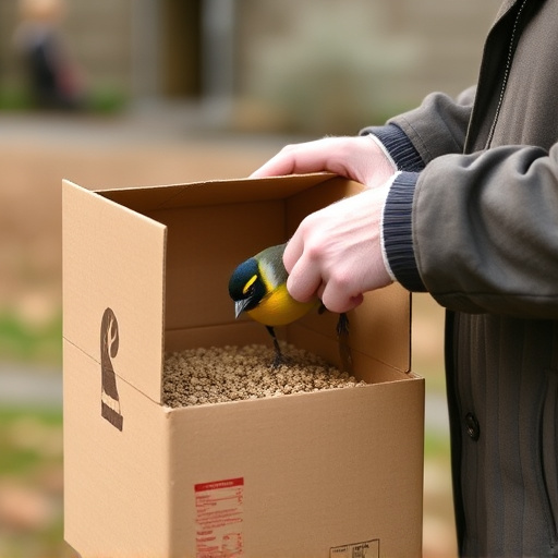Person unpacking bird seed delivery box