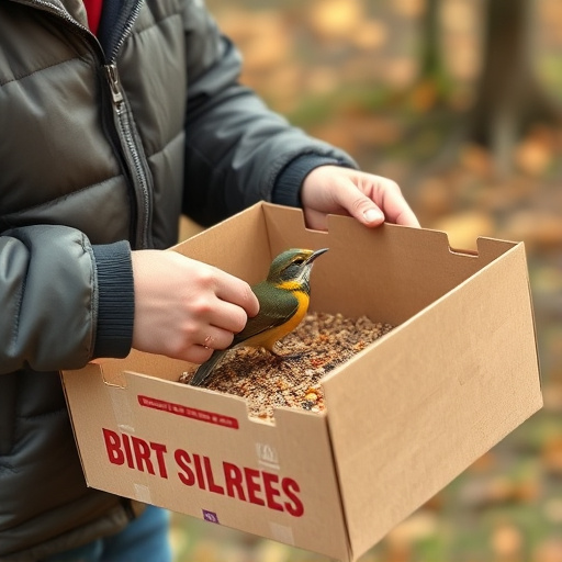 Person unpacking bird seed delivery box