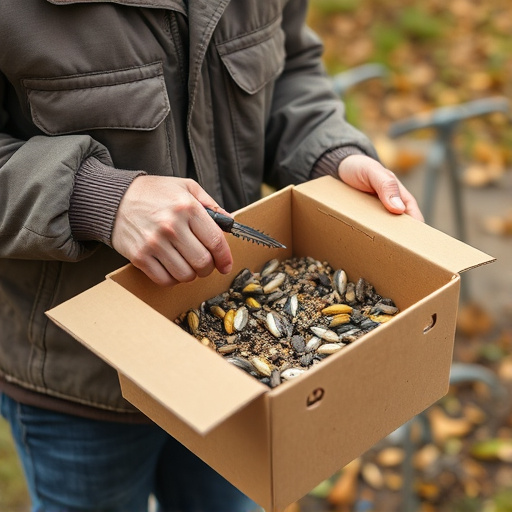 Person unpacking bird seed delivery box