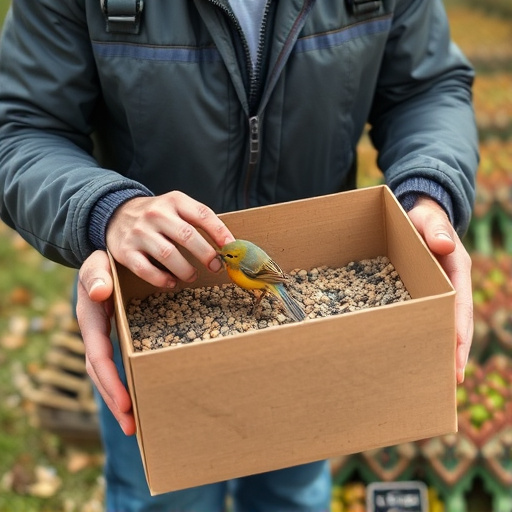 Person unpacking bird seed delivery box