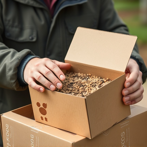 Person unpacking bird seed delivery box