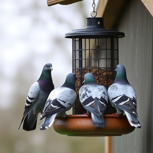 Pigeons excluded by clever feeder design