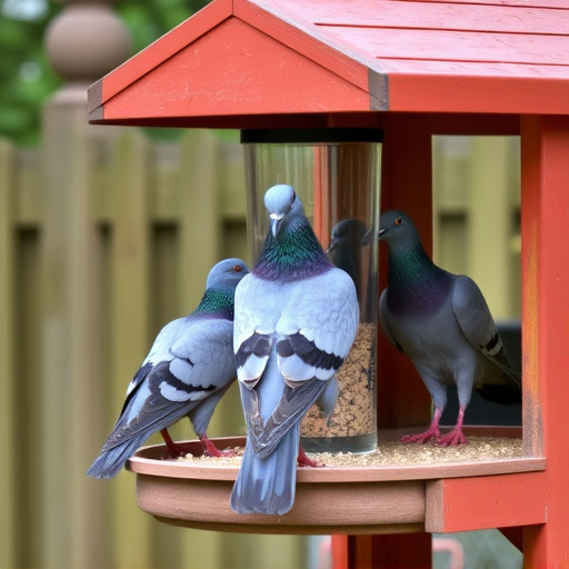 Pigeons excluded by clever feeder design