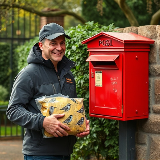 Postman delivering wild bird food parcel