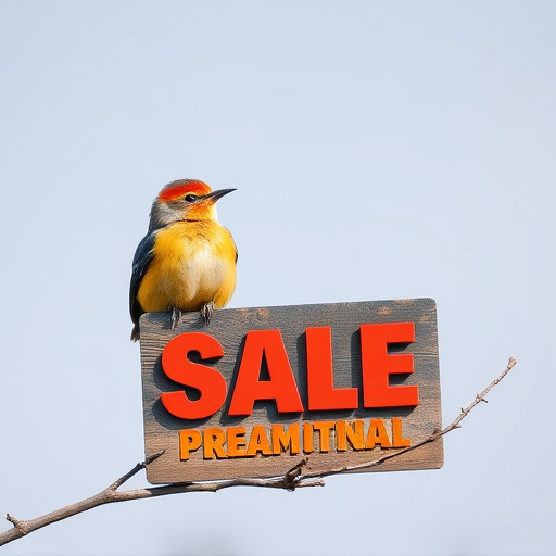 Promotional sale sign on bird food