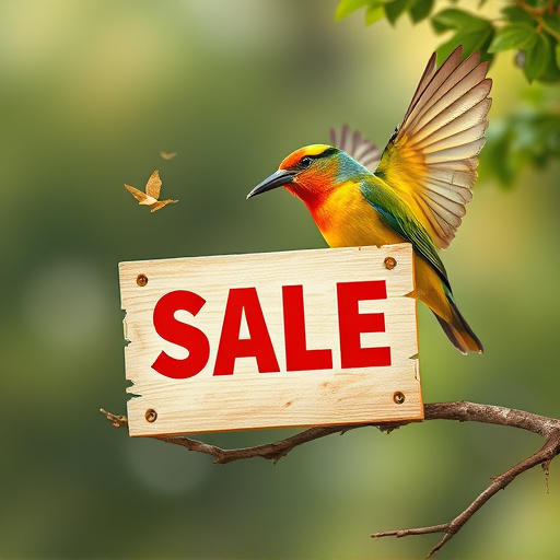 Promotional sale sign on bird food