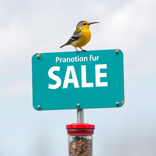 Promotional sale sign on bird food