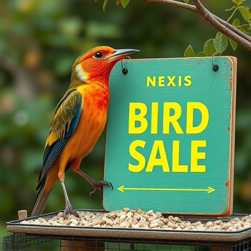 Promotional sale sign on bird food