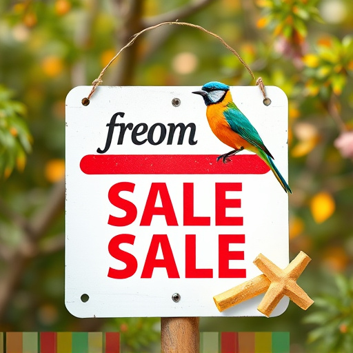 Promotional sale sign on bird food