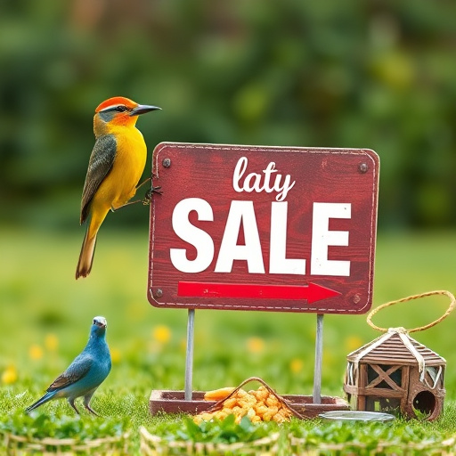 Promotional sale sign on bird food