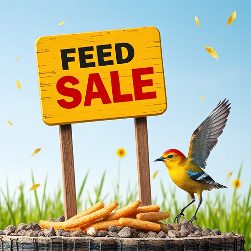 Promotional sale sign on bird food