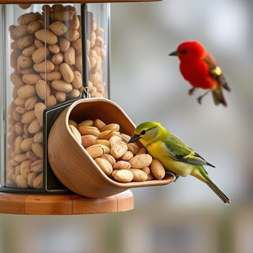 Refill scoop of peanuts for birds