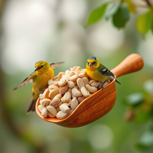 Refill scoop of peanuts for birds