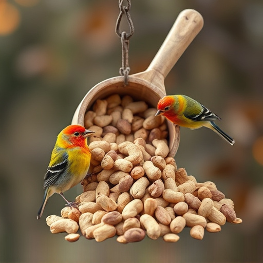 Refill scoop of peanuts for birds