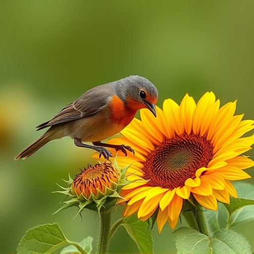 Robin feeding on sunflower hearts