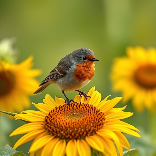 Robin feeding on sunflower hearts