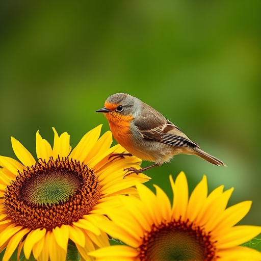 Robin feeding on sunflower hearts