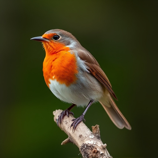Robin with bright red breast perched
