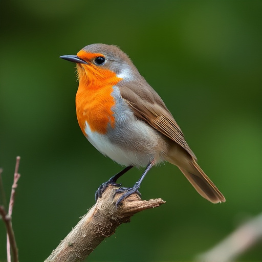 Robin with bright red breast perched