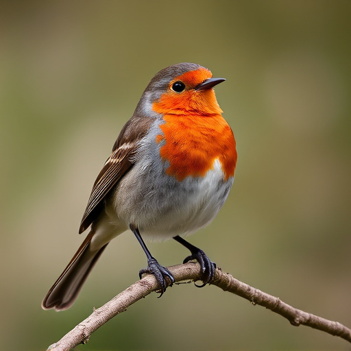 Robin with bright red breast perched