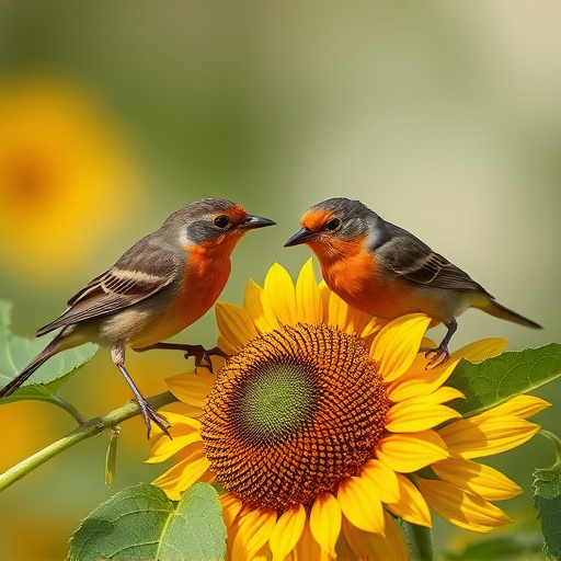 Robins pecking at sunflower heart mix