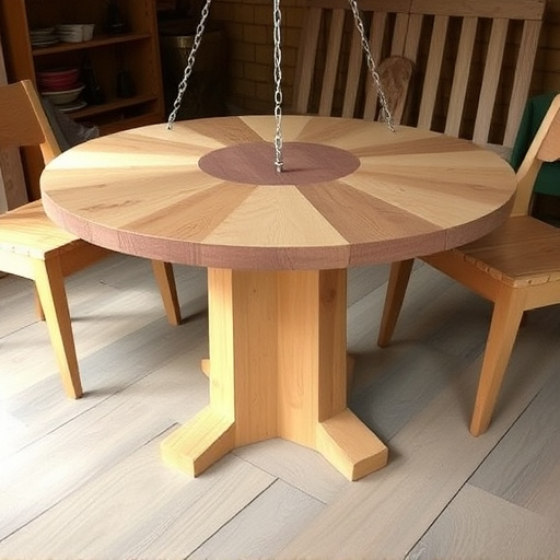 Round hanging table with suet blocks