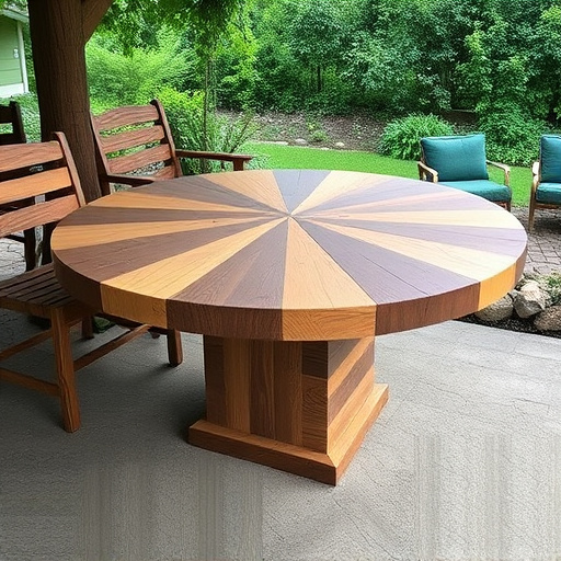 Round hanging table with suet blocks