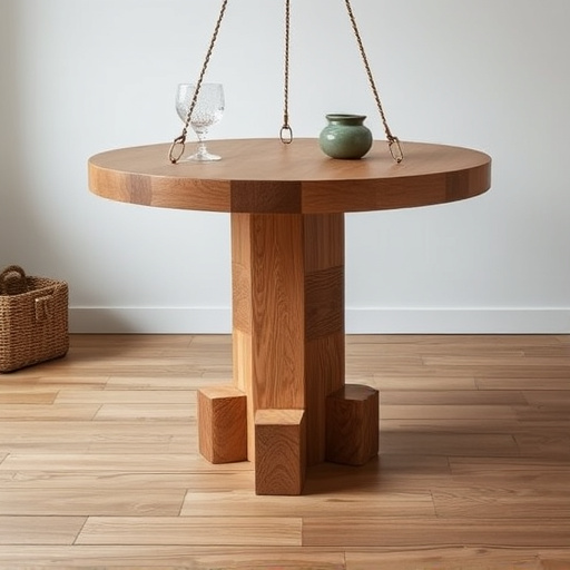 Round hanging table with suet blocks