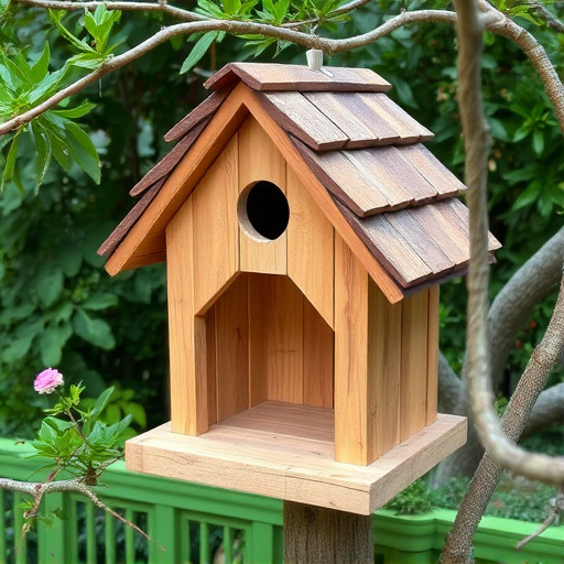 Rustic bird box with roof shingles