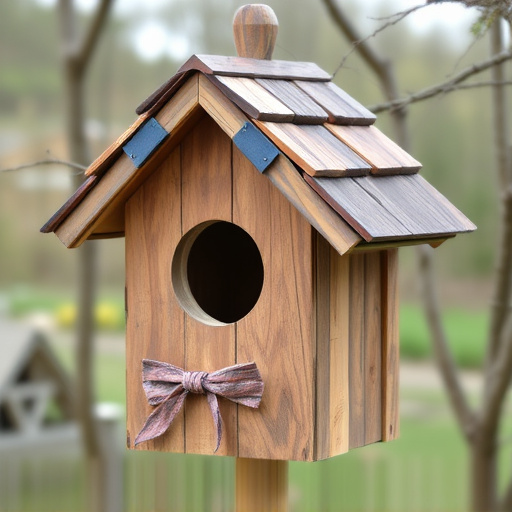 Rustic bird box with roof shingles