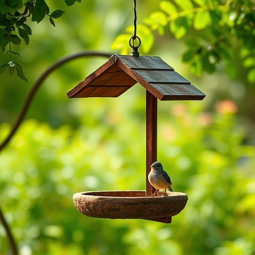 Rustic bird table swaying gently